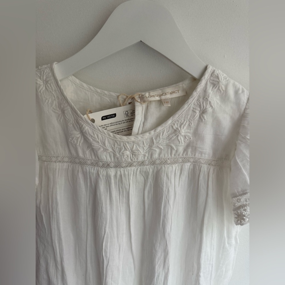 Girls size 7y loveshackfancy White Short Sleeve Dress - Picture 2 of 6